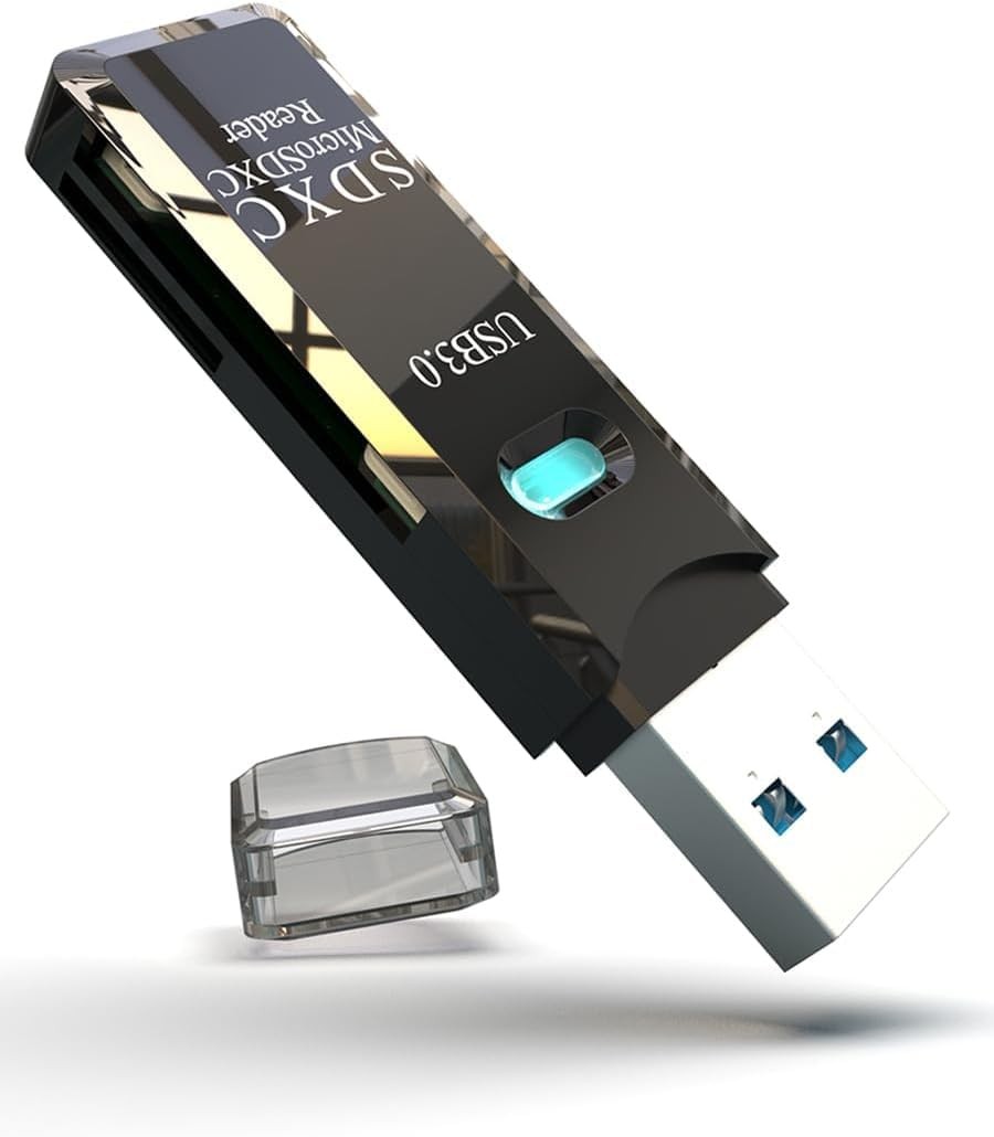 USB3.0 Micro SD Card Reader, 5Gbps 2-in-1 Compact, Black 1 Pack