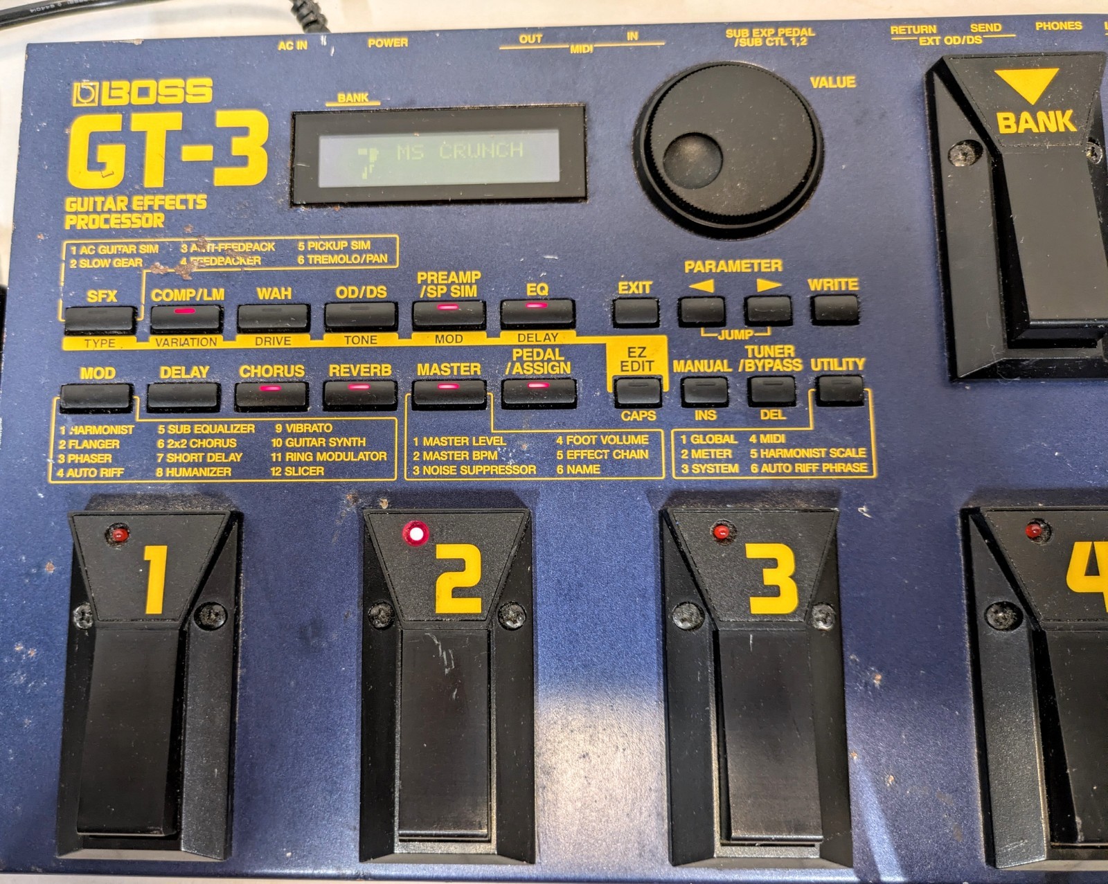 BOSS GT-3 Guitar Effects Processor Multiple Effects Pedal Powers Up Parts Repair