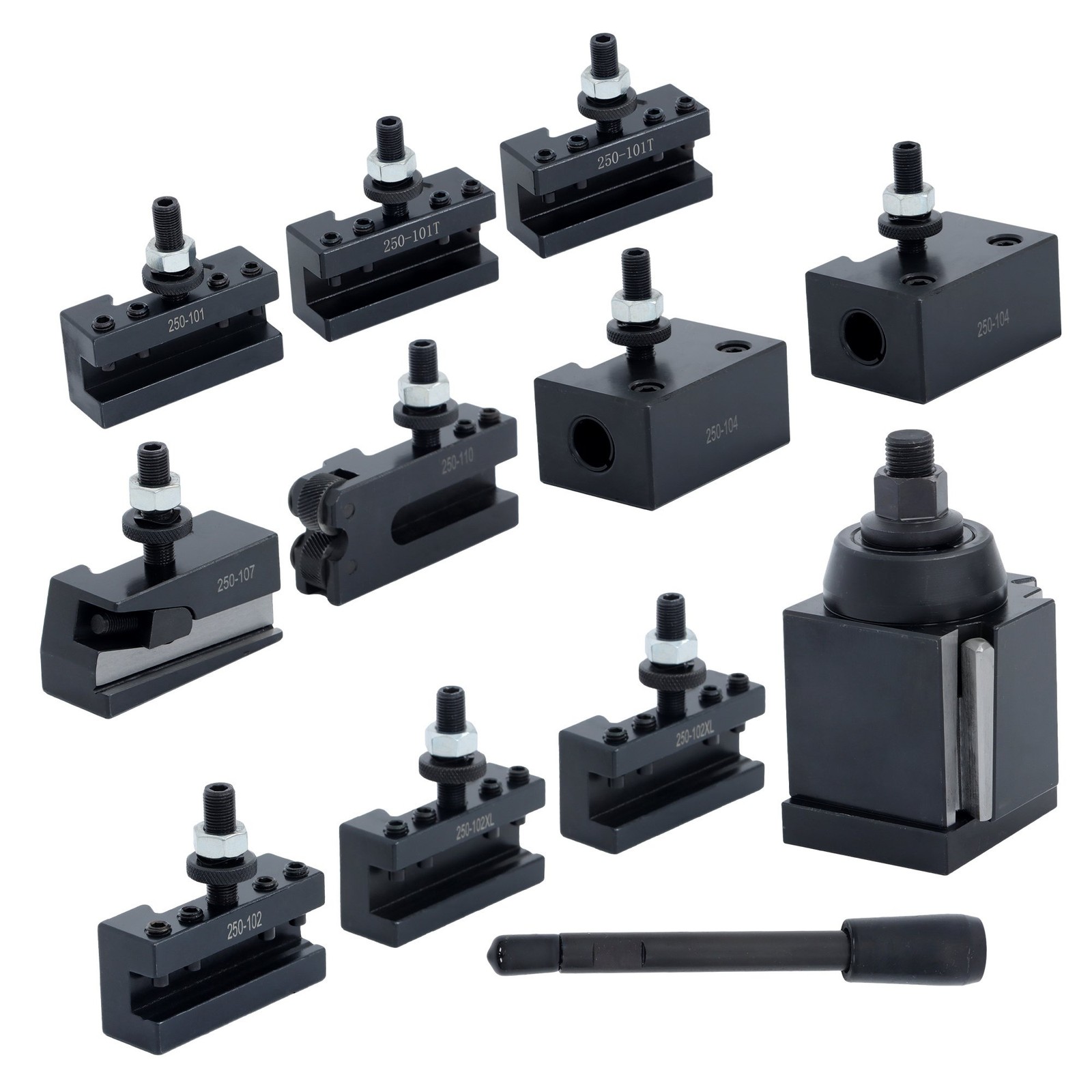11 Pack AXA 250-111 Wedge Type Quick Change Tool Post Set for 6"-12" Lathe Steel