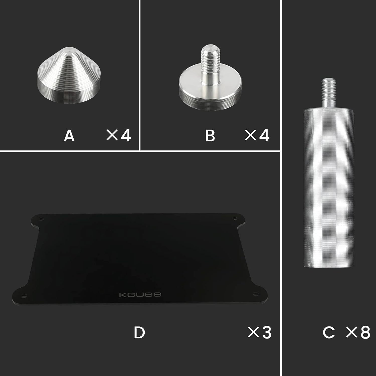 Mini Audio Component Rack Black Acrylic 2-Layer Rack Aluminium Holders