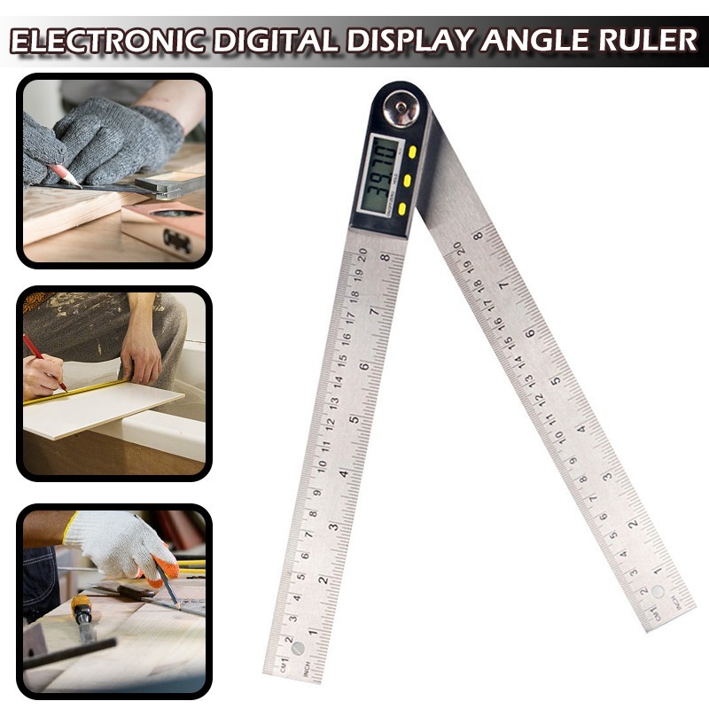 200mm 360° Stainless Steel Electronic Protractor Digital LCD Display Angle Ruler