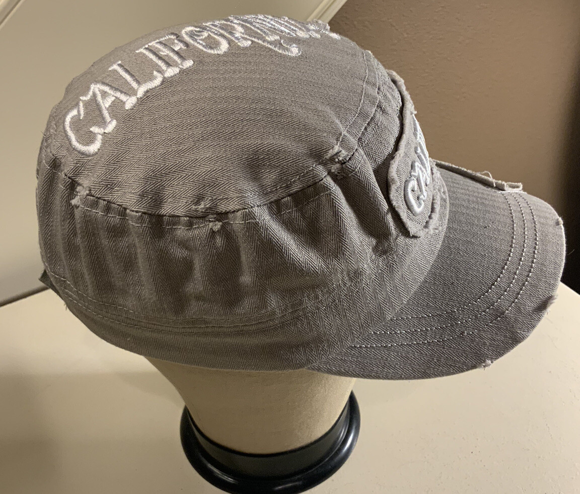 California Gray & White 100% Cotton Distressed Baseball Hat Cap Adjustable O/S