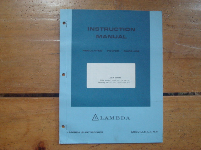 Lambda Electornics LCS-A Series Regulated Power Supplies Instruction Manual