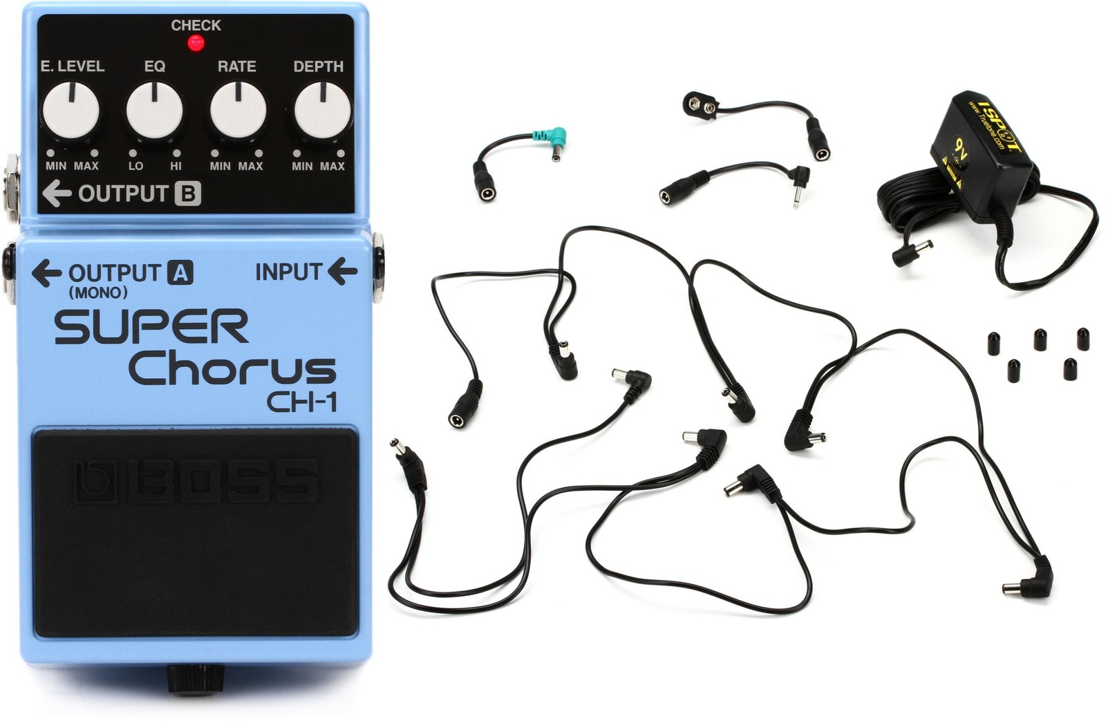 Boss CH-1 Stereo Super Chorus Pedal + Truetone NW1CP2-US Value Bundle