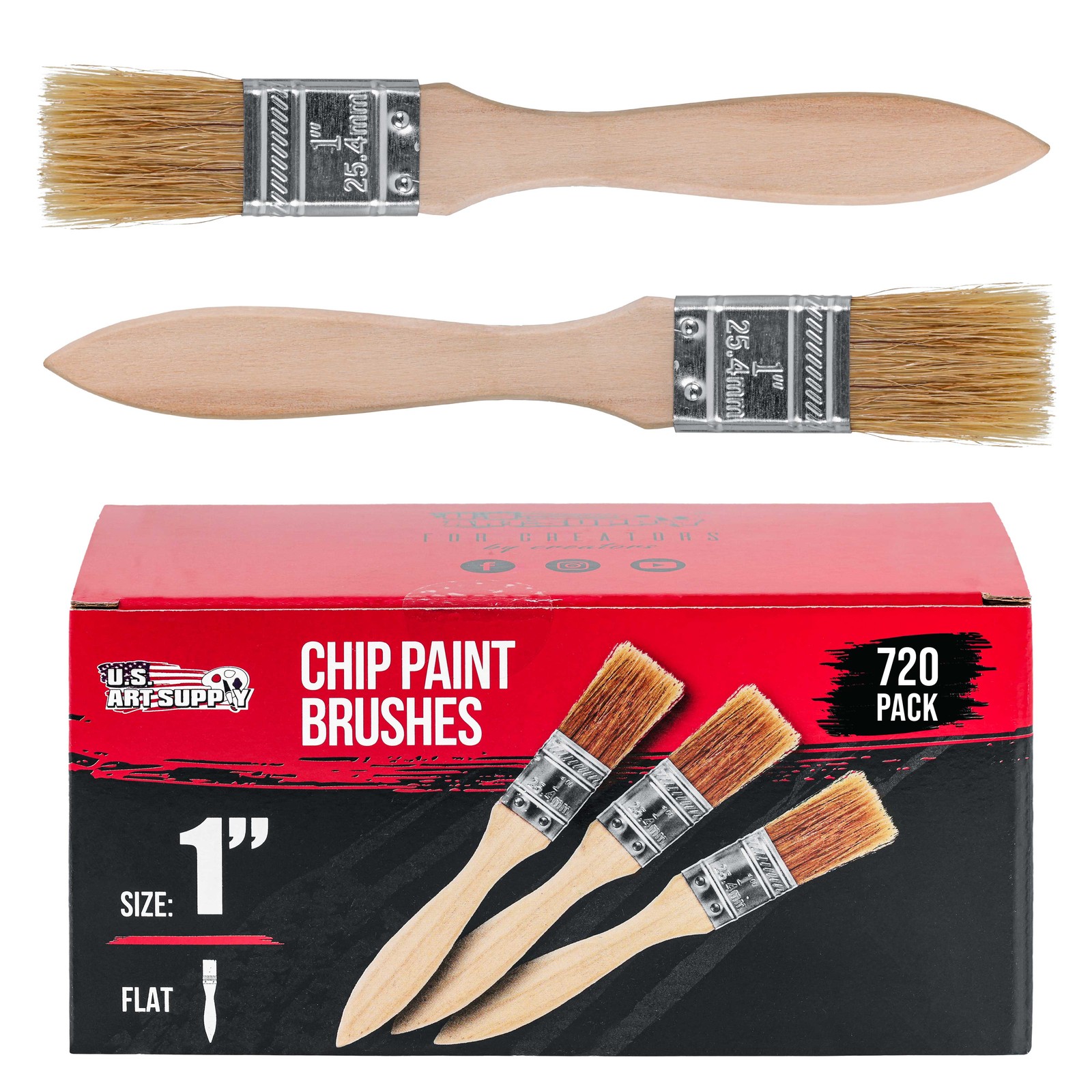 720 Pack - 1" Chip Paint Brushes Stain Glue Adhesive Touchup - 1 Inch Lot of 720