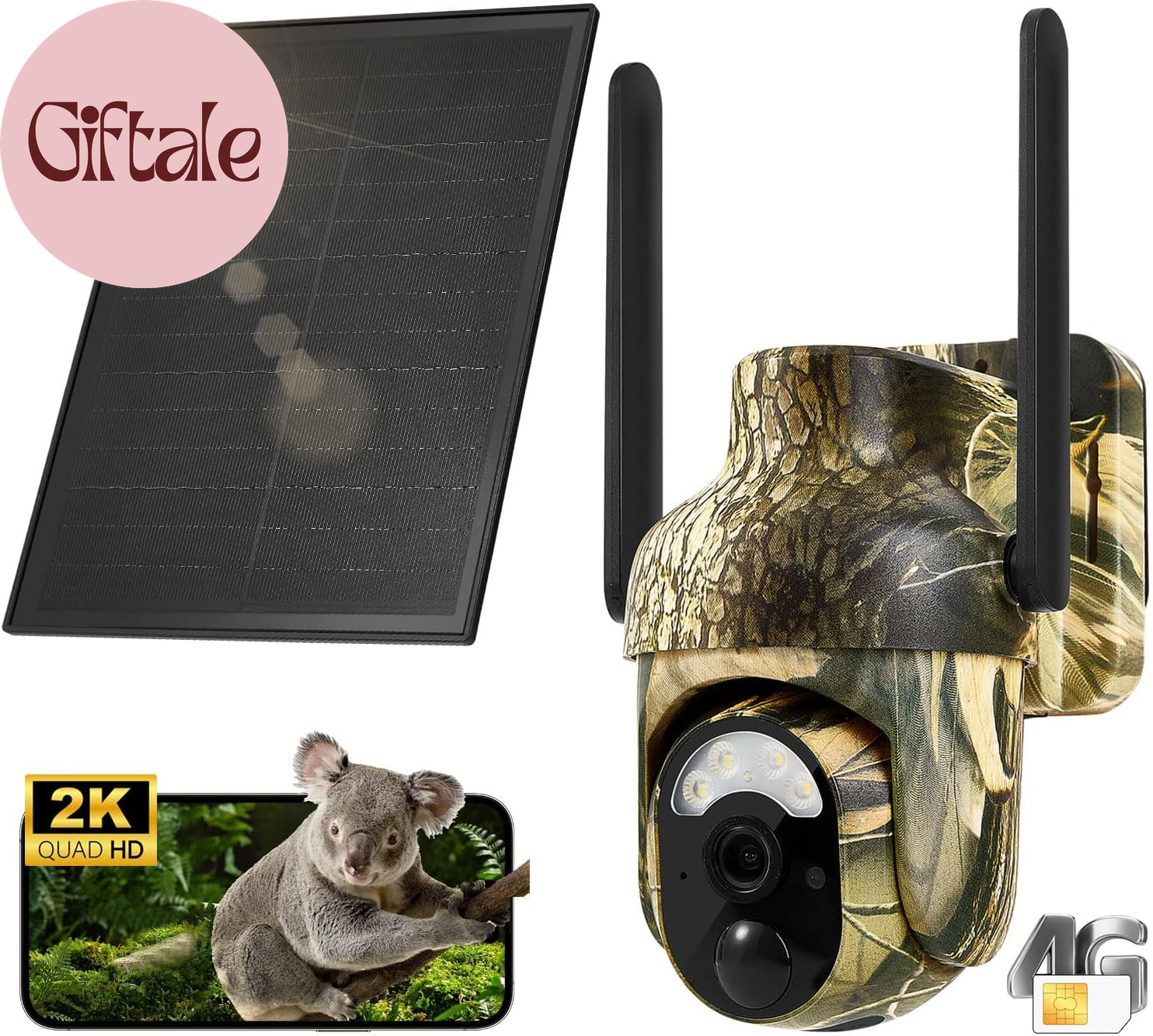 4G LTE Cellular Trail Camera 2K 360° View Live Streaming Game Camera Built-In SI