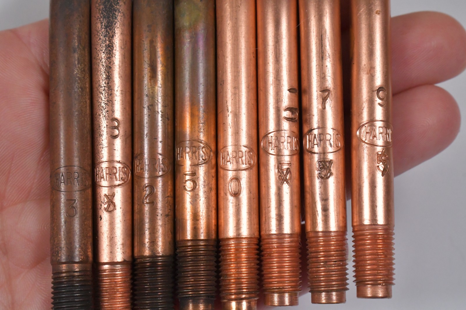 8x OEM HARRIS Welding Cutting Torch Tips Copper NEW & Lightly Used