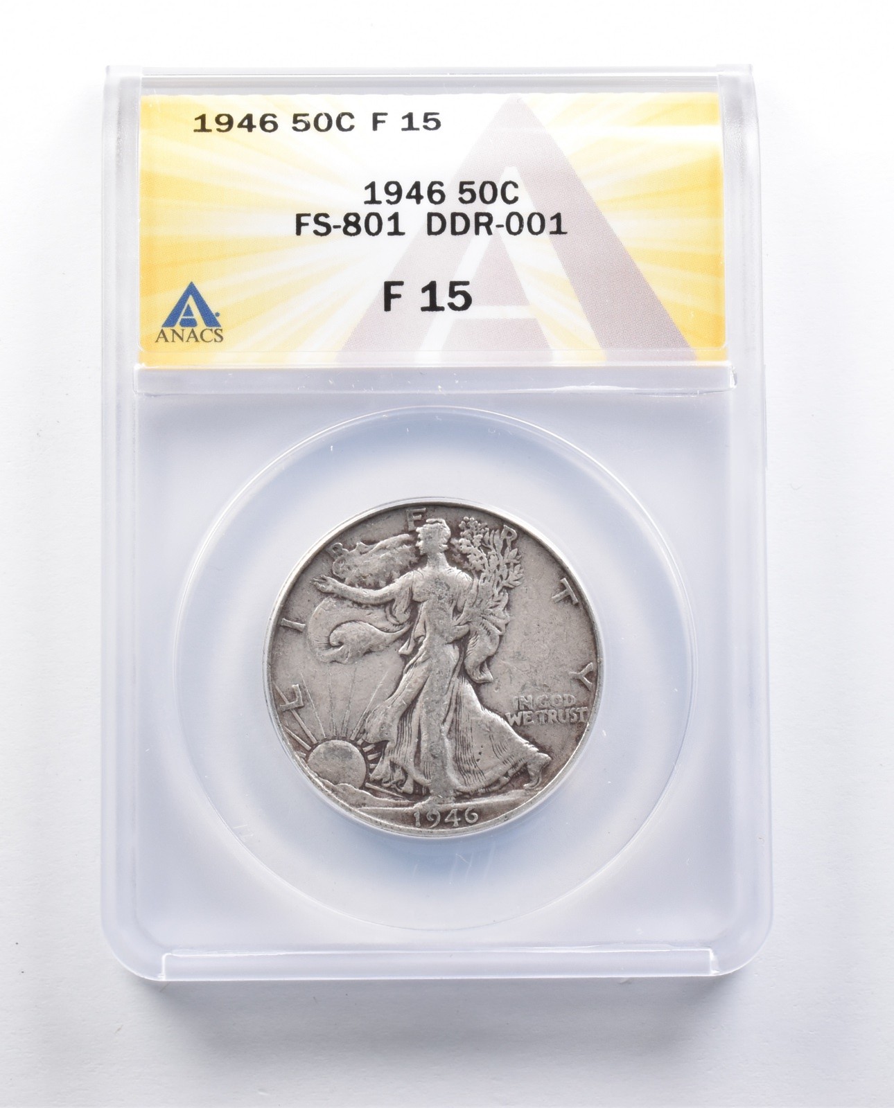 F15 1946 Walking Liberty Half Dollar FS-801 DDR-001 ANACS *9719