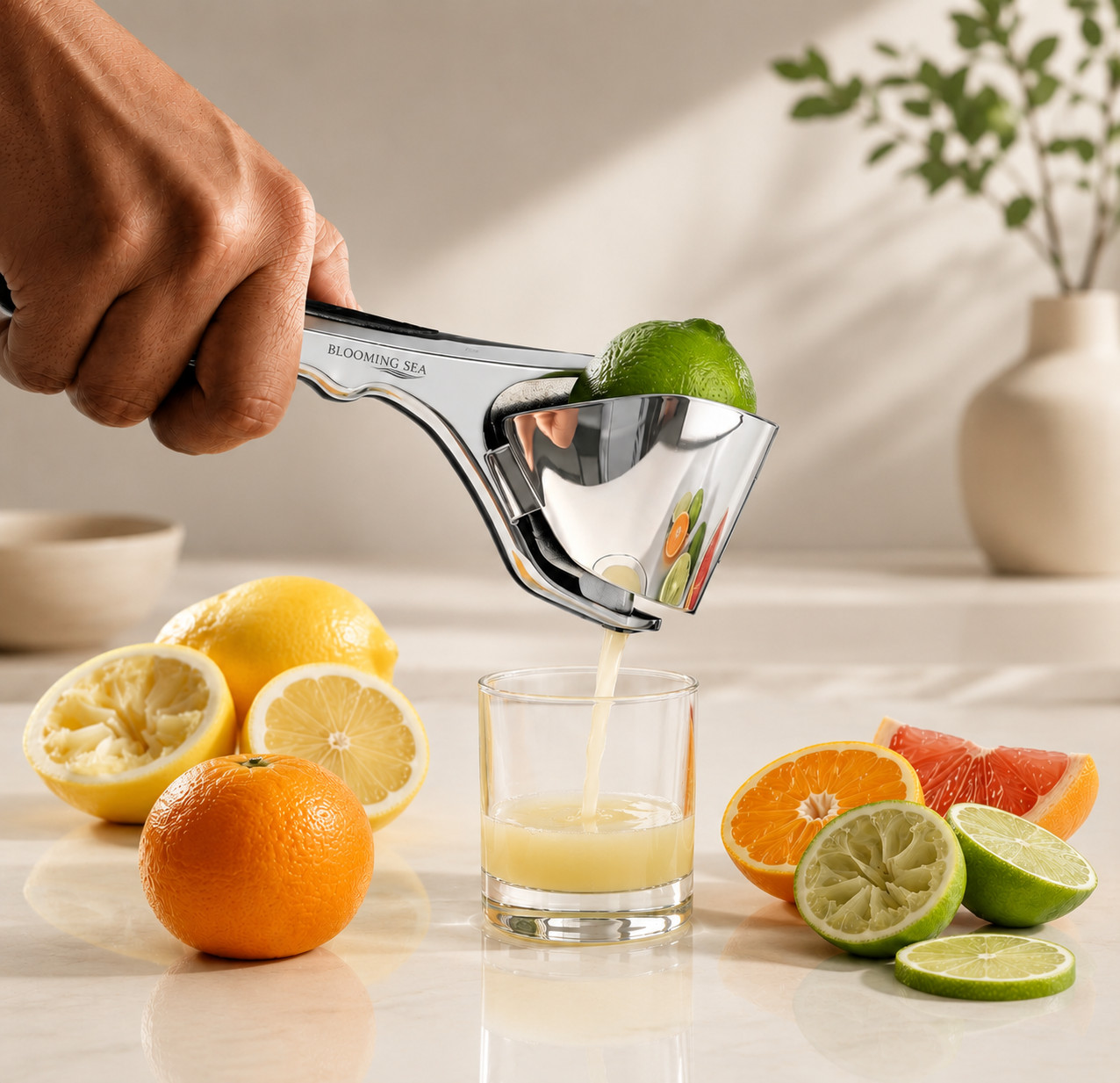 Blooming Sea Heavy Duty Metal Lemon Lime Squeezer Manual Citrus Juicer Press