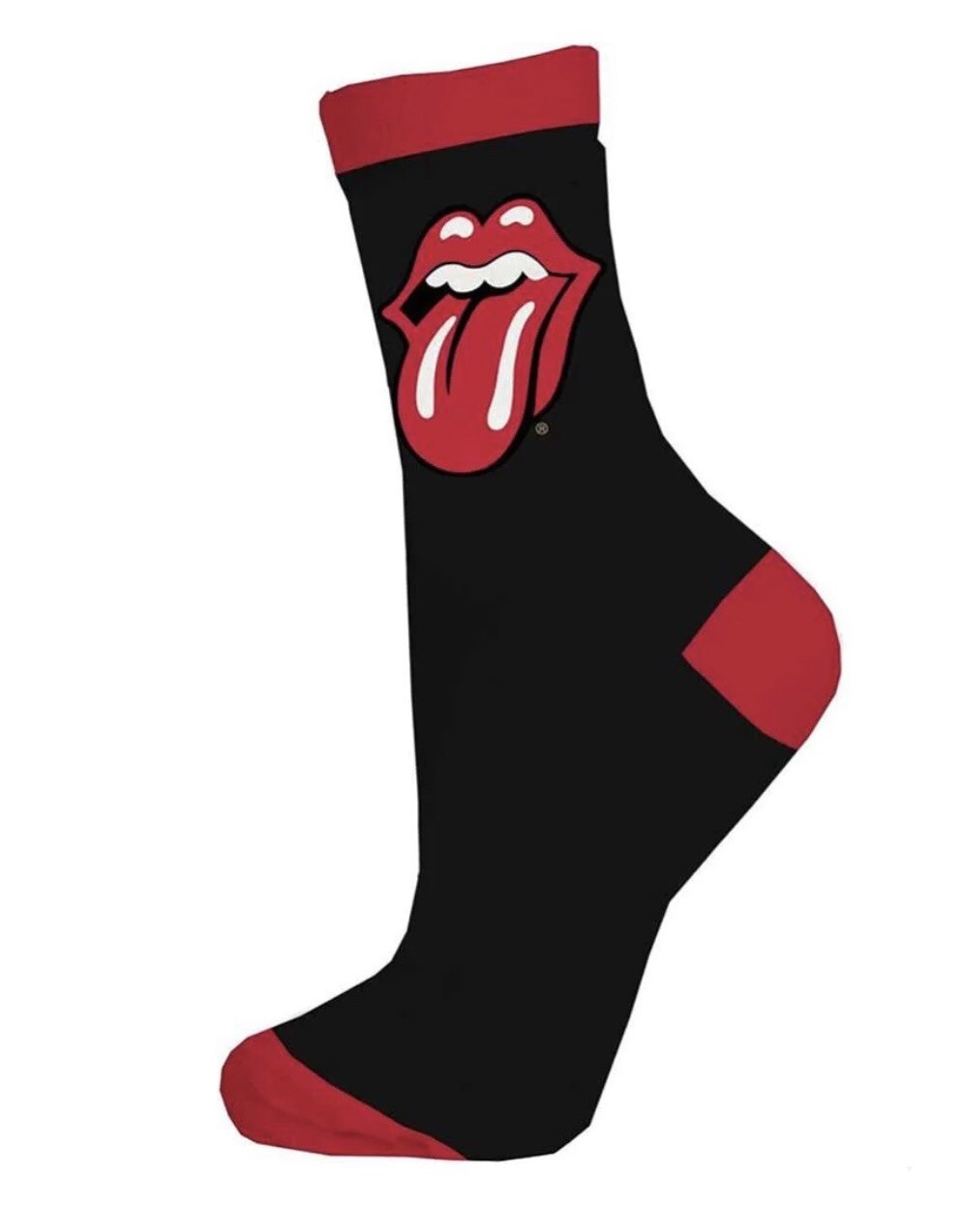 Rolling Stones Mens Socks Classic Tongue Logo Black / Red New With Tags