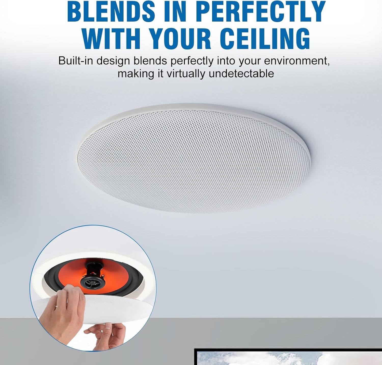 Herdio 2 Pack 8" Bluetooth Ceiling Speakers 400W with In Wall Amplifier