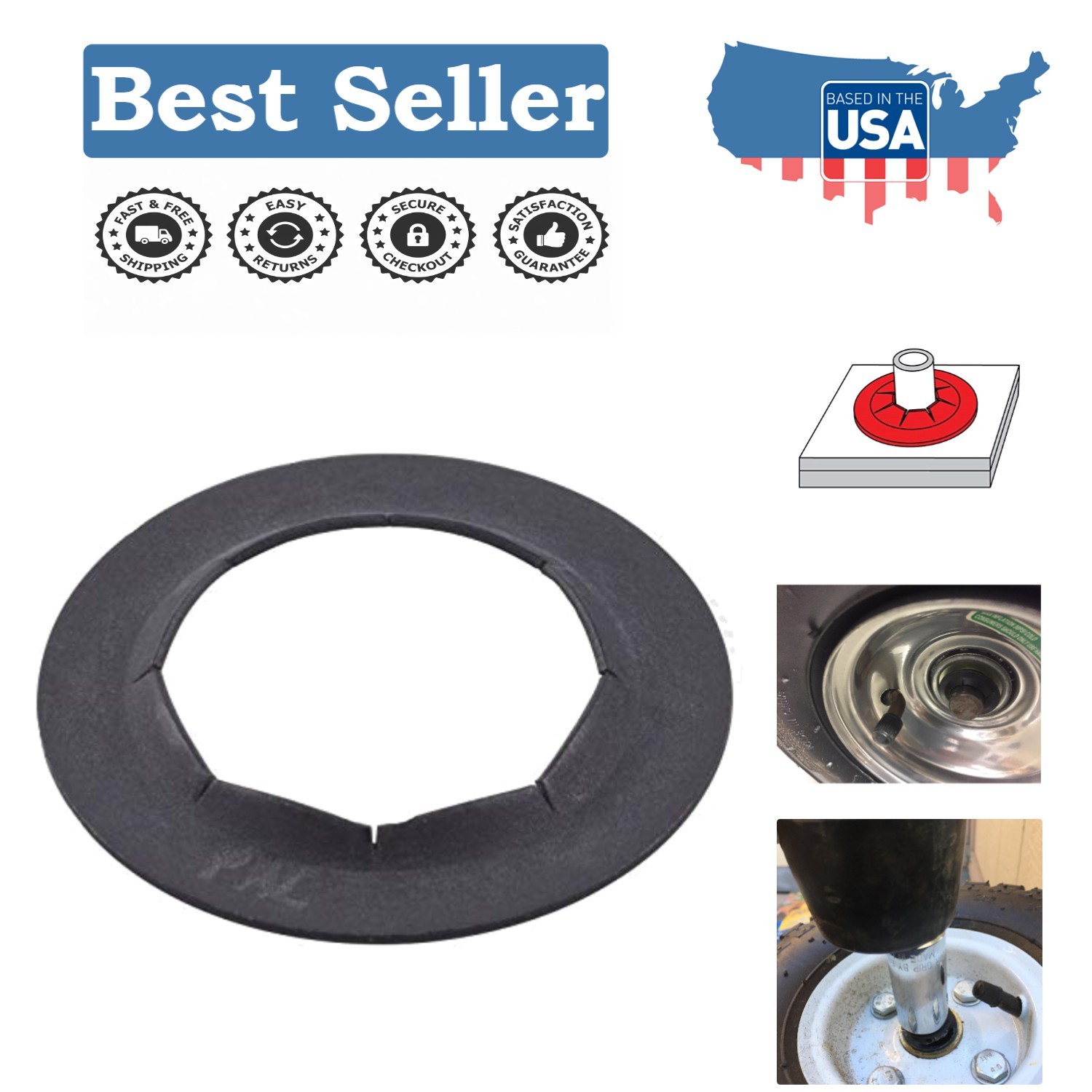 Secure 5/8 Inch Spring Steel Push-On Nut - Ideal for Utility Carts & Hand Trucks