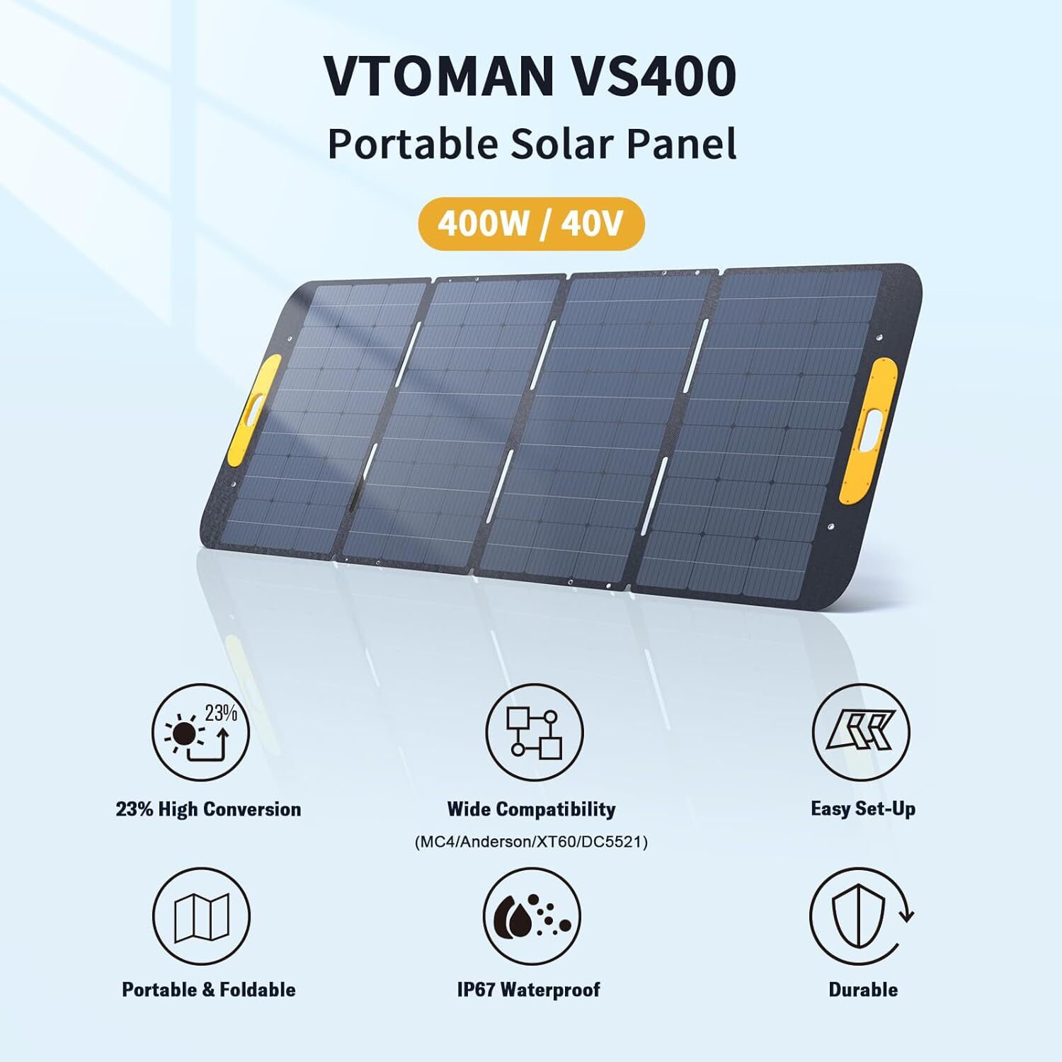 VTOMAN VS400 Portable Solar Panel 400W 40V 23% Efficiency Foldable Solar Panel