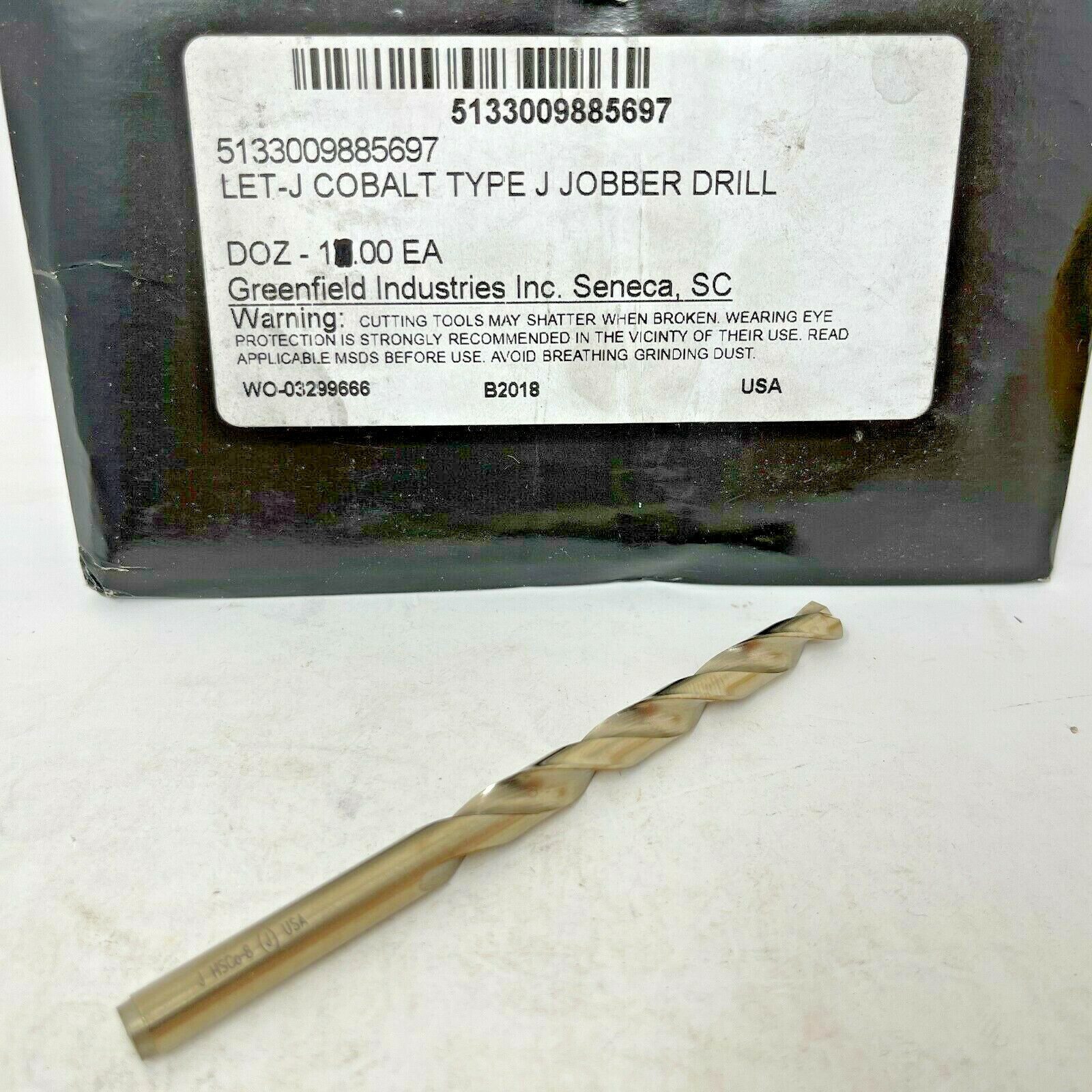 Greenfield Industries Cobalt Let-J Type J Jobber Drill Bit HSCo-8 Made in USA