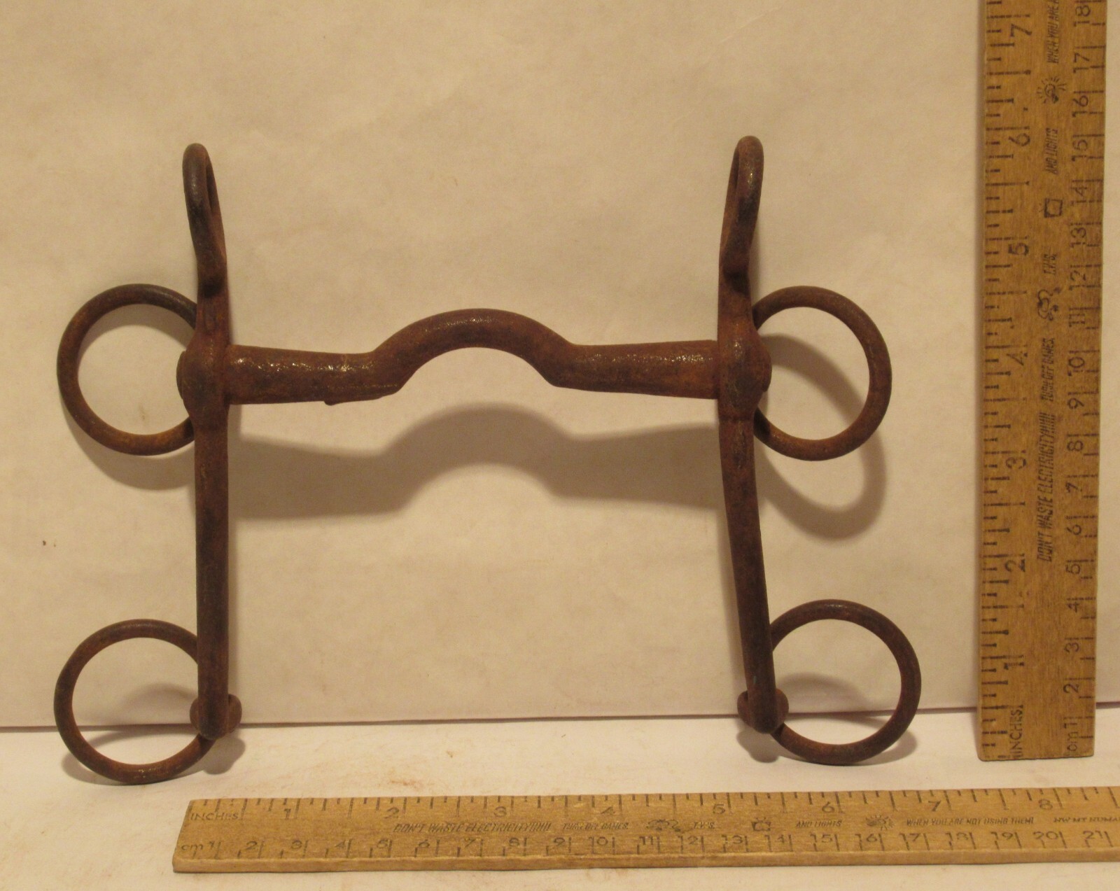 Older DOUBLE REIN RING HORSE BIT - Pelham Style - used - # 144