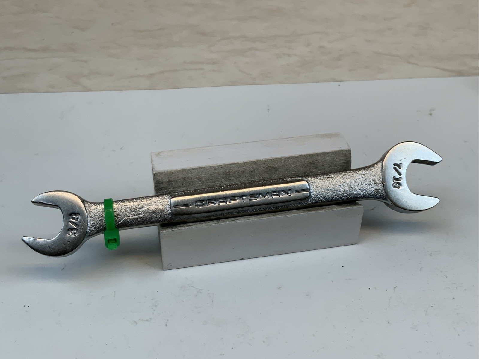 Craftsman -V-  Series  3/8in. X 7/16in. Open End Wrench ,USA - GREEN