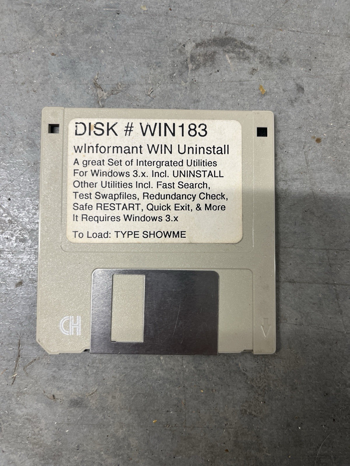 Vintage “DISK #WIN183” Windows 3.x Floppy Software Disc