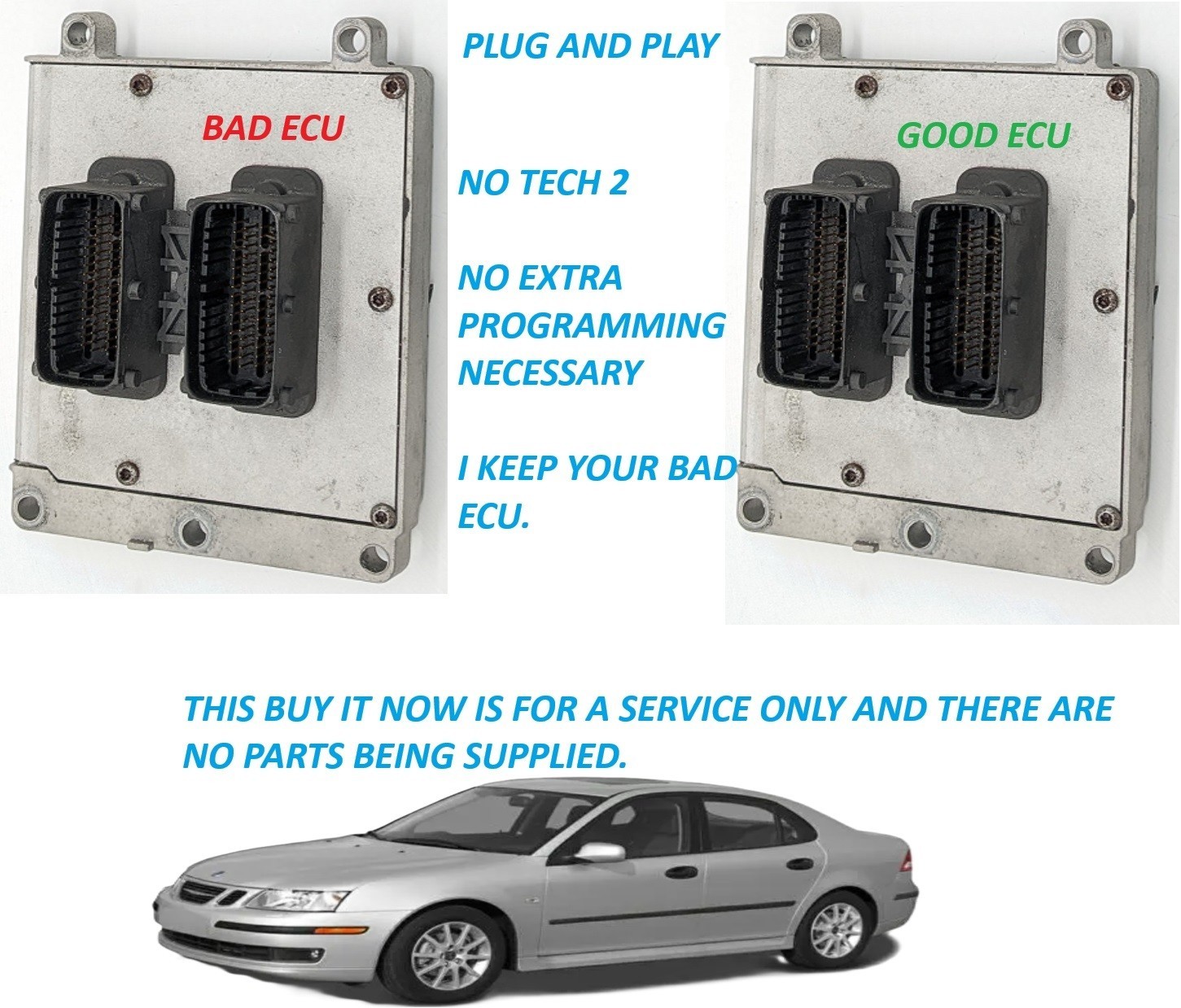 Plug and Play 03-11 Saab 9-3 ECU ECM Trionic 8 T8 Cloning Service No TECH 2
