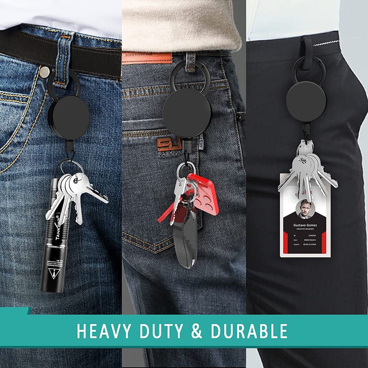 1Pcs Retractable Heavy Duty Pull Ring Key Chain Recoil Keyring Wire Rope Holder