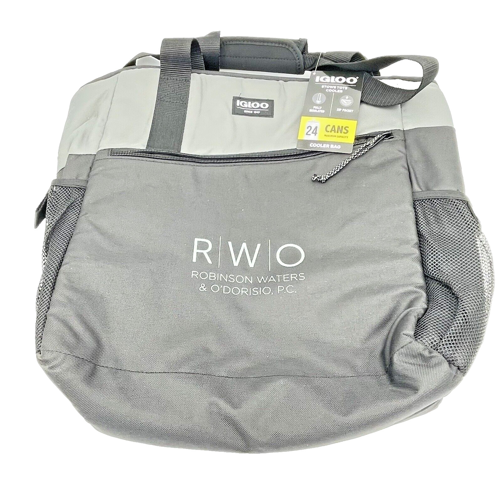 Igloo Stowe Tote Cooler Large 24 Cans Cooler Bag Grey and Black