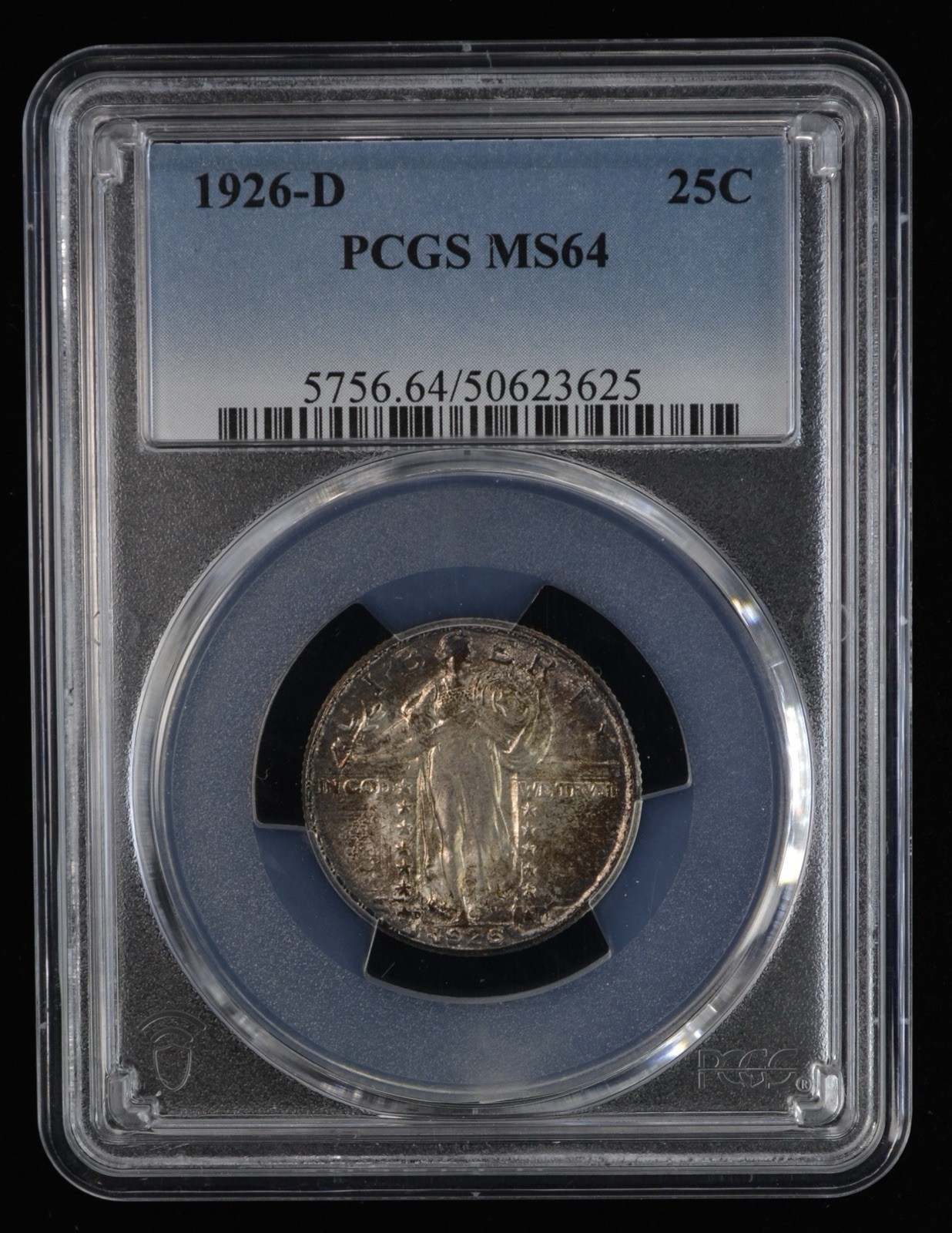 Toned! 1926-D Standing Liberty Quarter 25c PCGS MS64 -Denver Minted