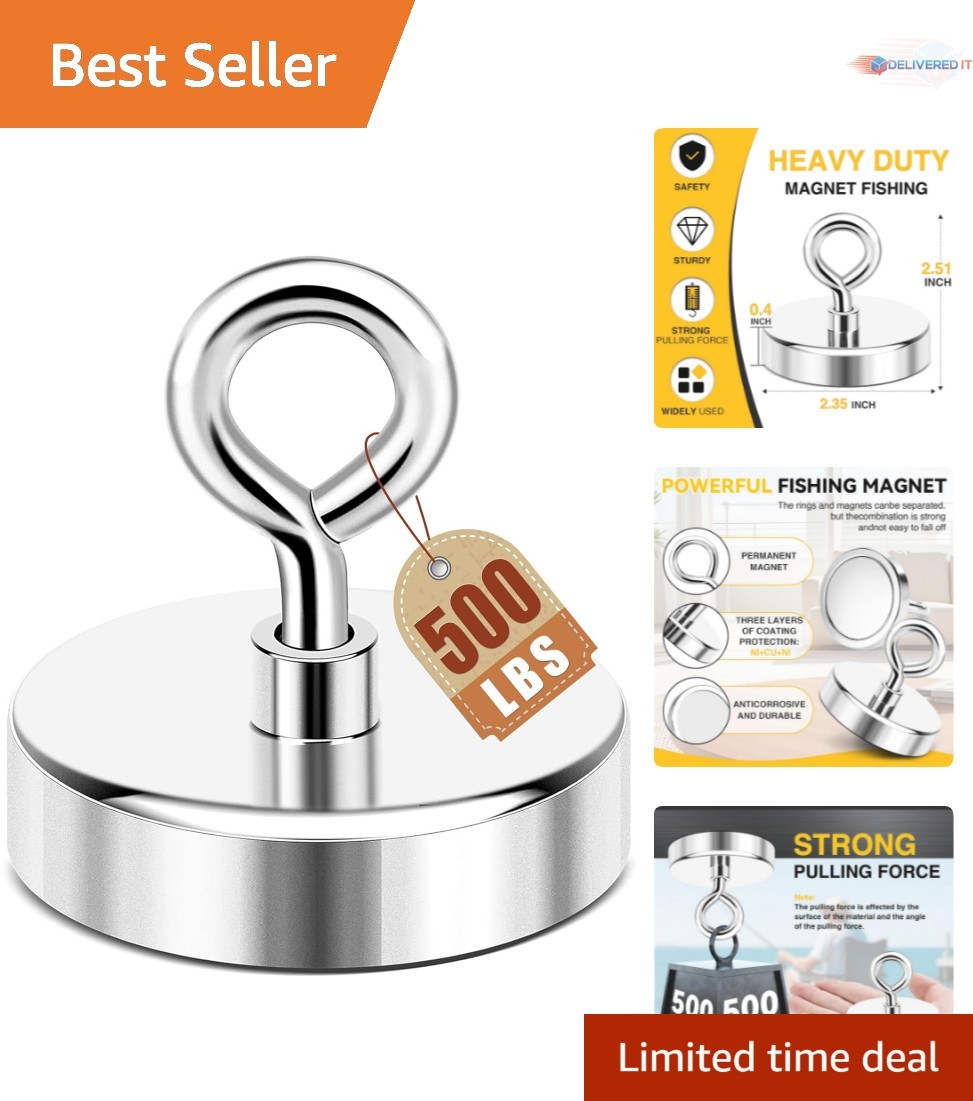 Heavy-Duty 2.36 inch Neodymium Magnet - 500 lbs Pull Force for Magnetic Fishing