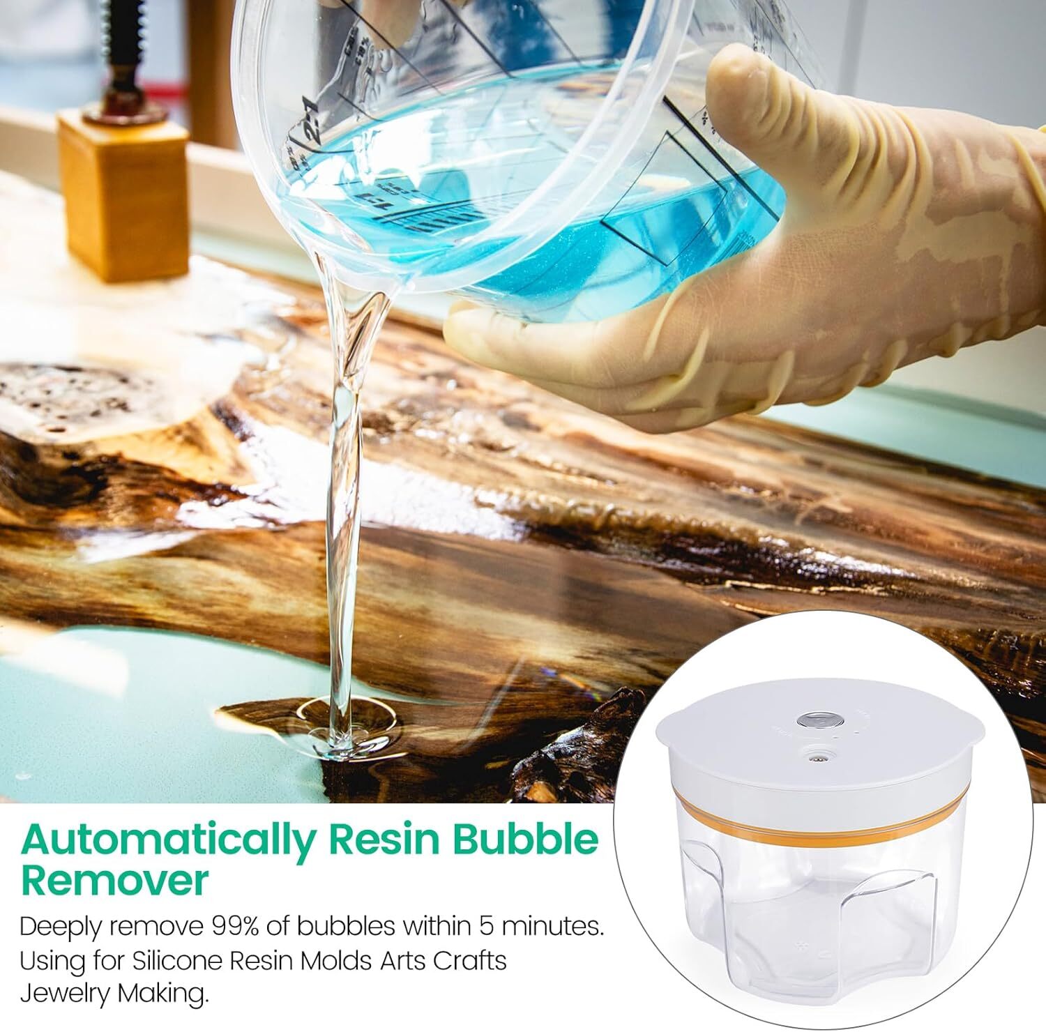 Resin Bubble Remover, Faster Remove Bubbles Within 5 Mins, Wide Vacuum...