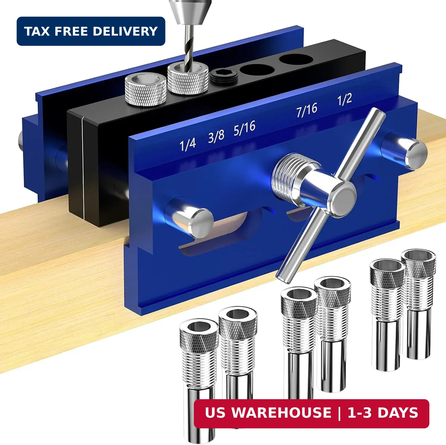 Self Centering Dowel Jig Kit, Drill Guide Jig Block for Straight Holes