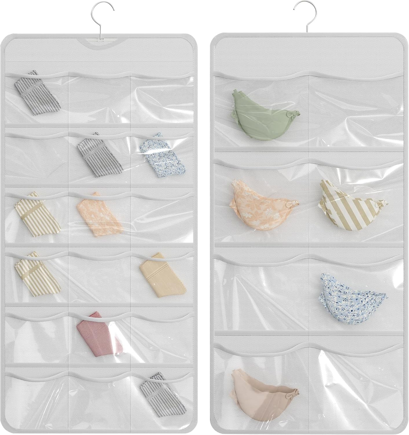 26-Pocket Hanging Organizer for Socks, Underwear, Bras, and Leggings, Dual-Sided