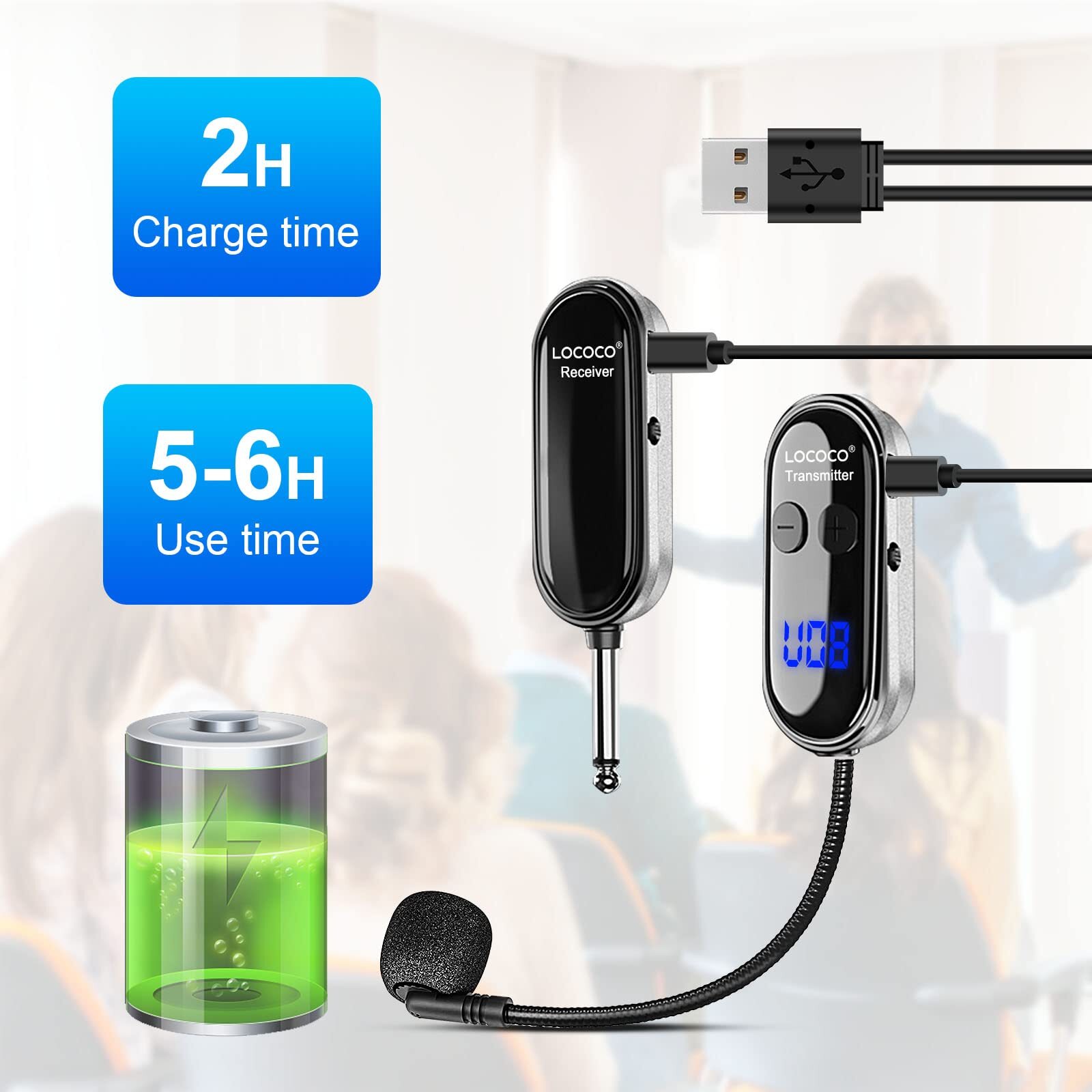 Uhf Wireless Headset Microphone System Mic Headset Led Digital Display Head Han