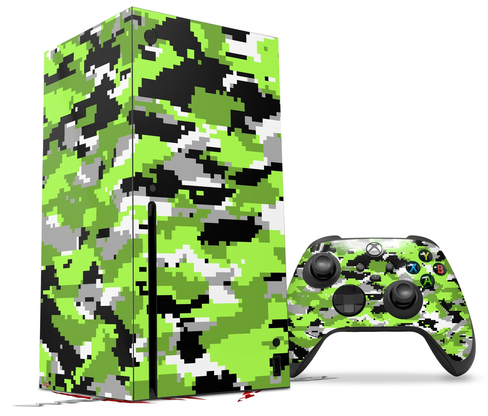Skin Set for XBOX Series X WraptorCamo Digital Camo Neon Green