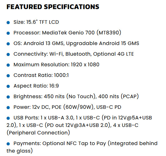 MicroTouch IC-156P-AA2 Android 15.3" All-in-One Touch Screen Computer Returns OK