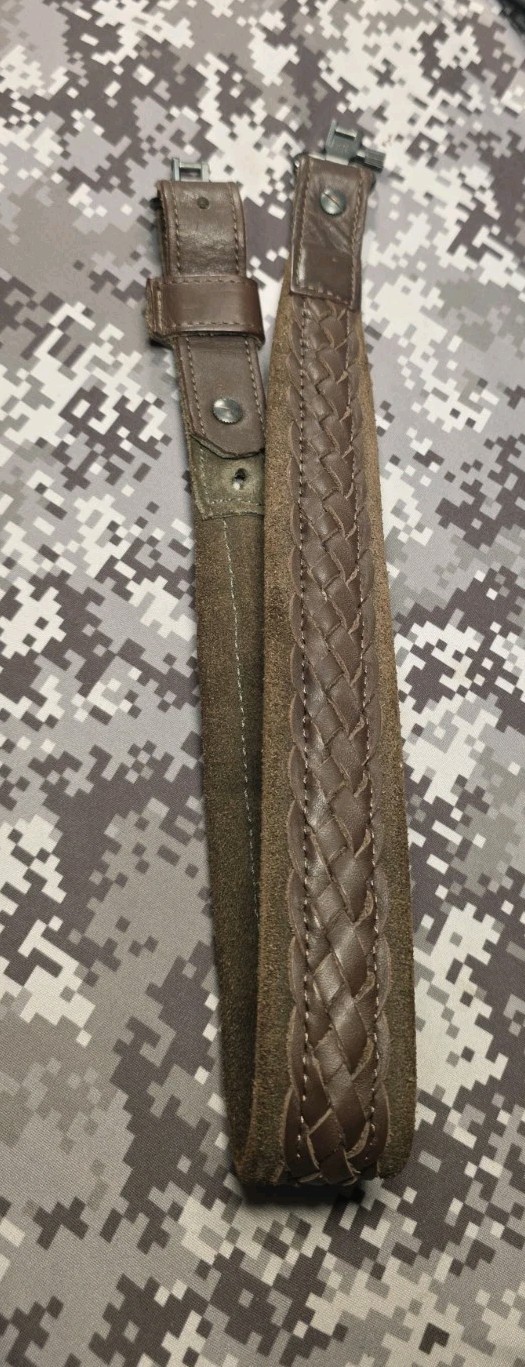 ALLEN LEATHER WEAVED SUEDE RIFLE SLING W/ SWIVELS SHOTGUN MUZZLELOADER SLING