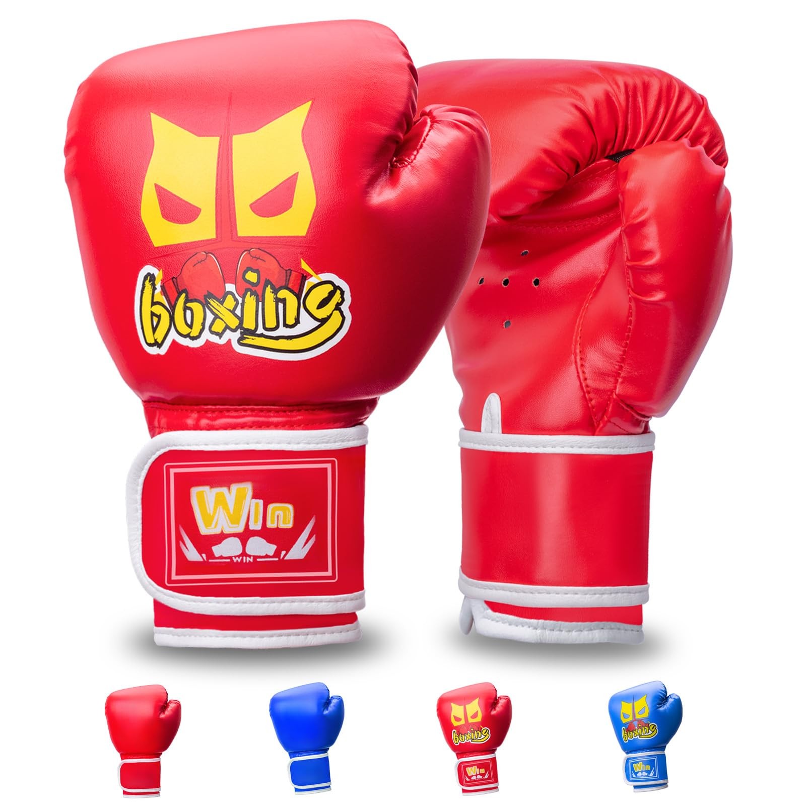 Aryjmz Kids Boxing Gloves, Boys Girls Youth Age 6-13 Years, Small, Red