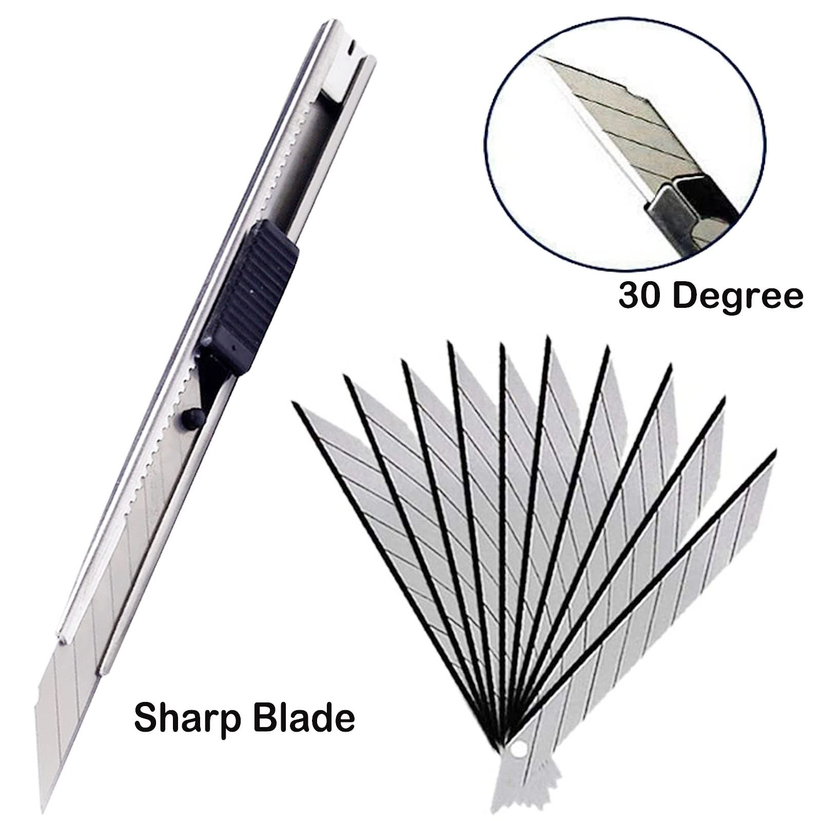 9Mm Snap off Utility Knife 3 Pack High Hardness Retractable Box Cutters with 30