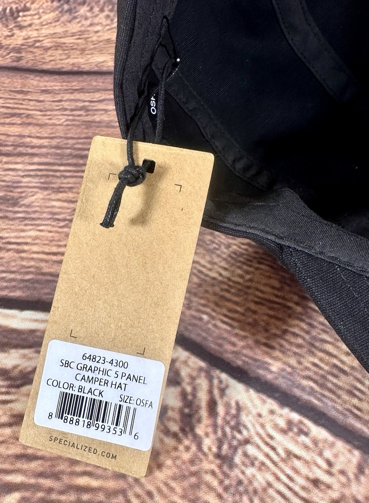 Specialized SBC Graphic 5 Panel Black Camper Hat New
