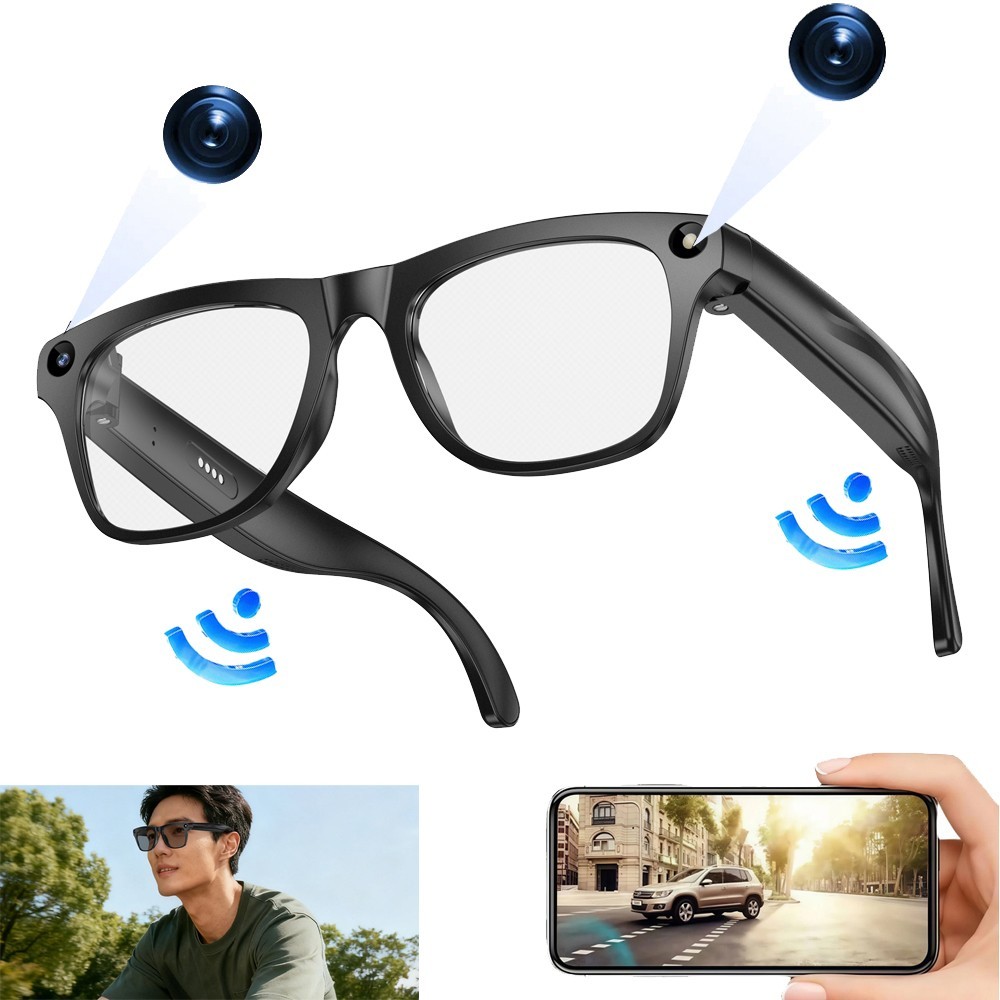 AI Smart Glasses Bluetooth Call Audio AI Translation Headset Remote Take Photo
