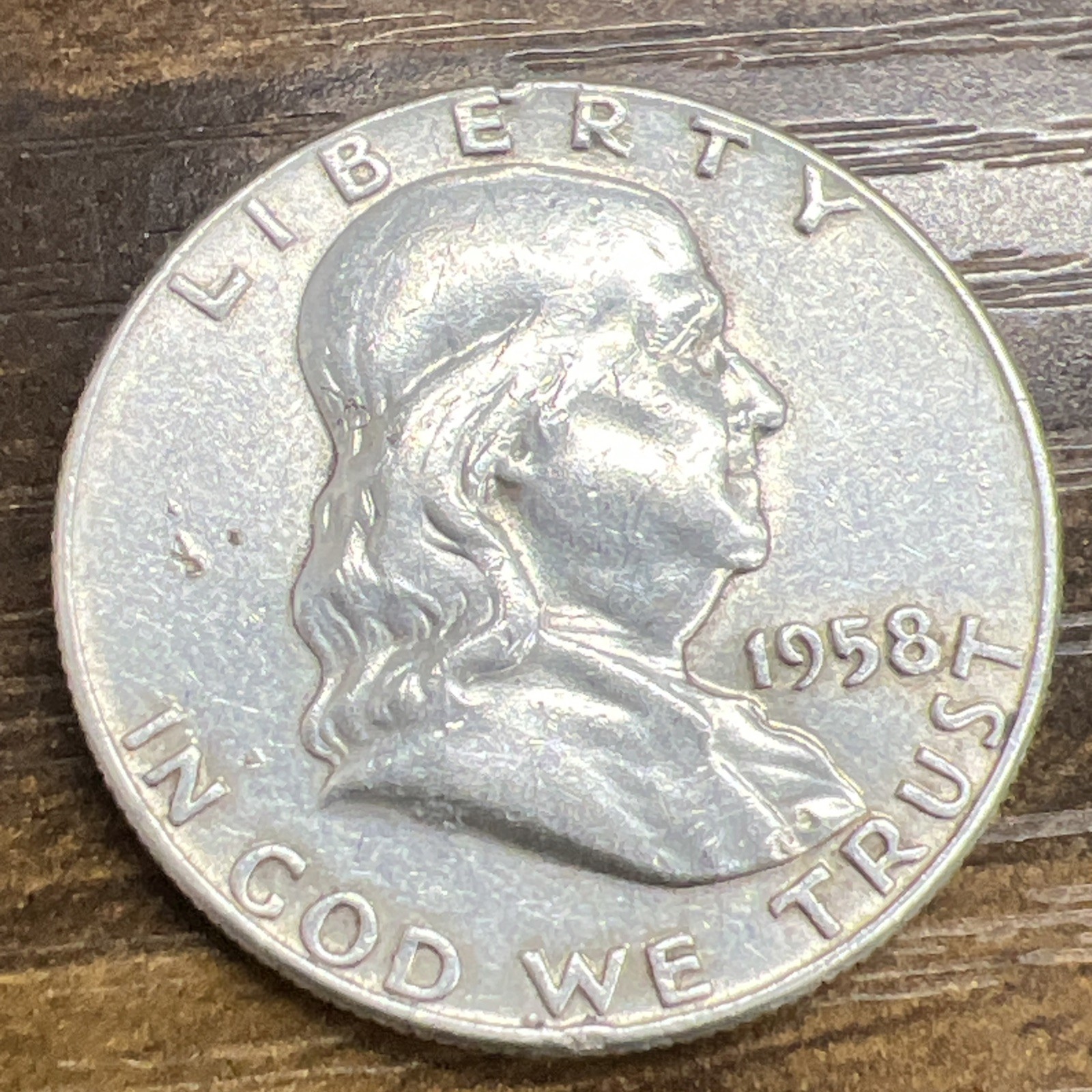 1958 Franklin Half Dollar Circulated Silver 50c Coin Collectible