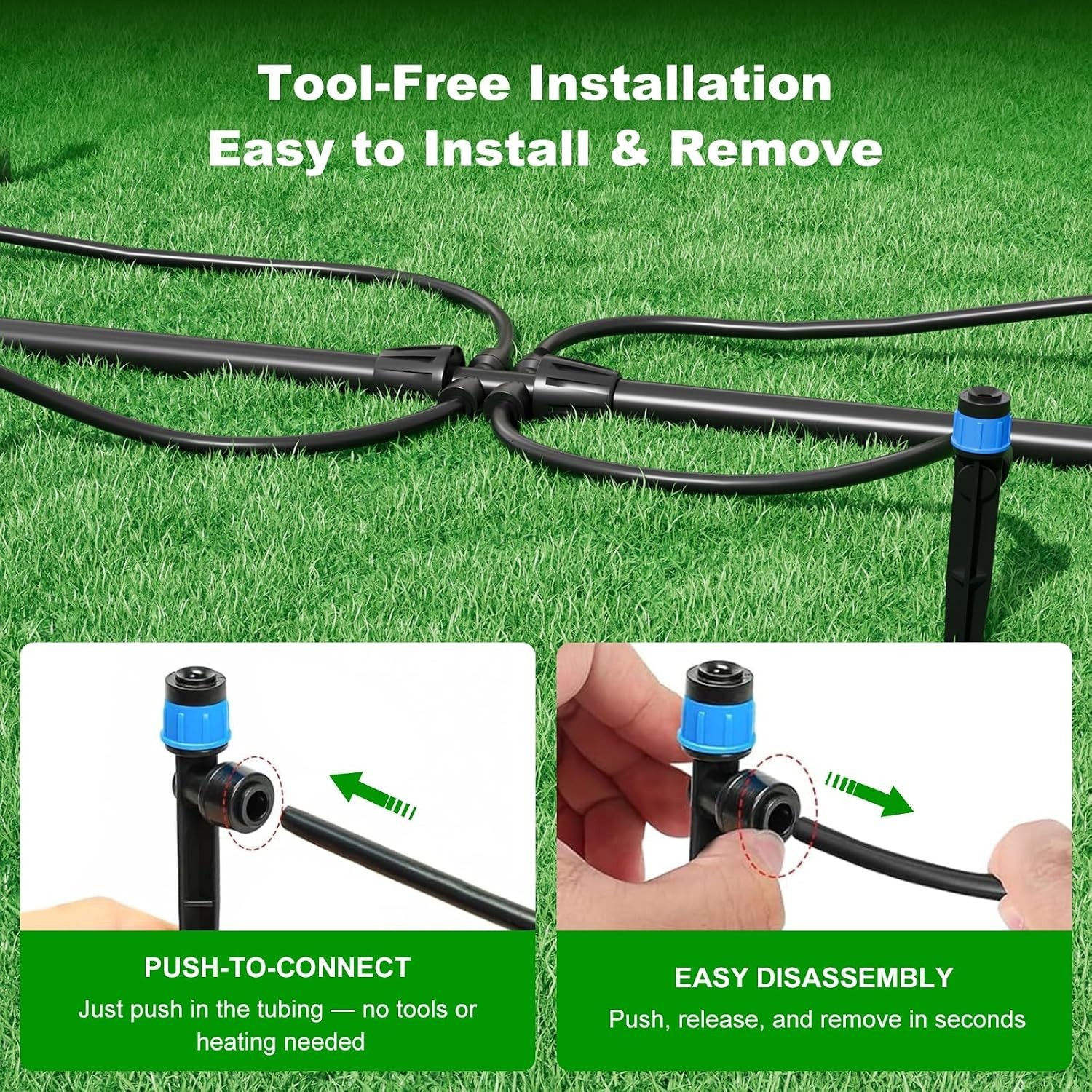 256Ft Quick-Connect Drip Irrigation System Kit for Efficient Garden and Green...