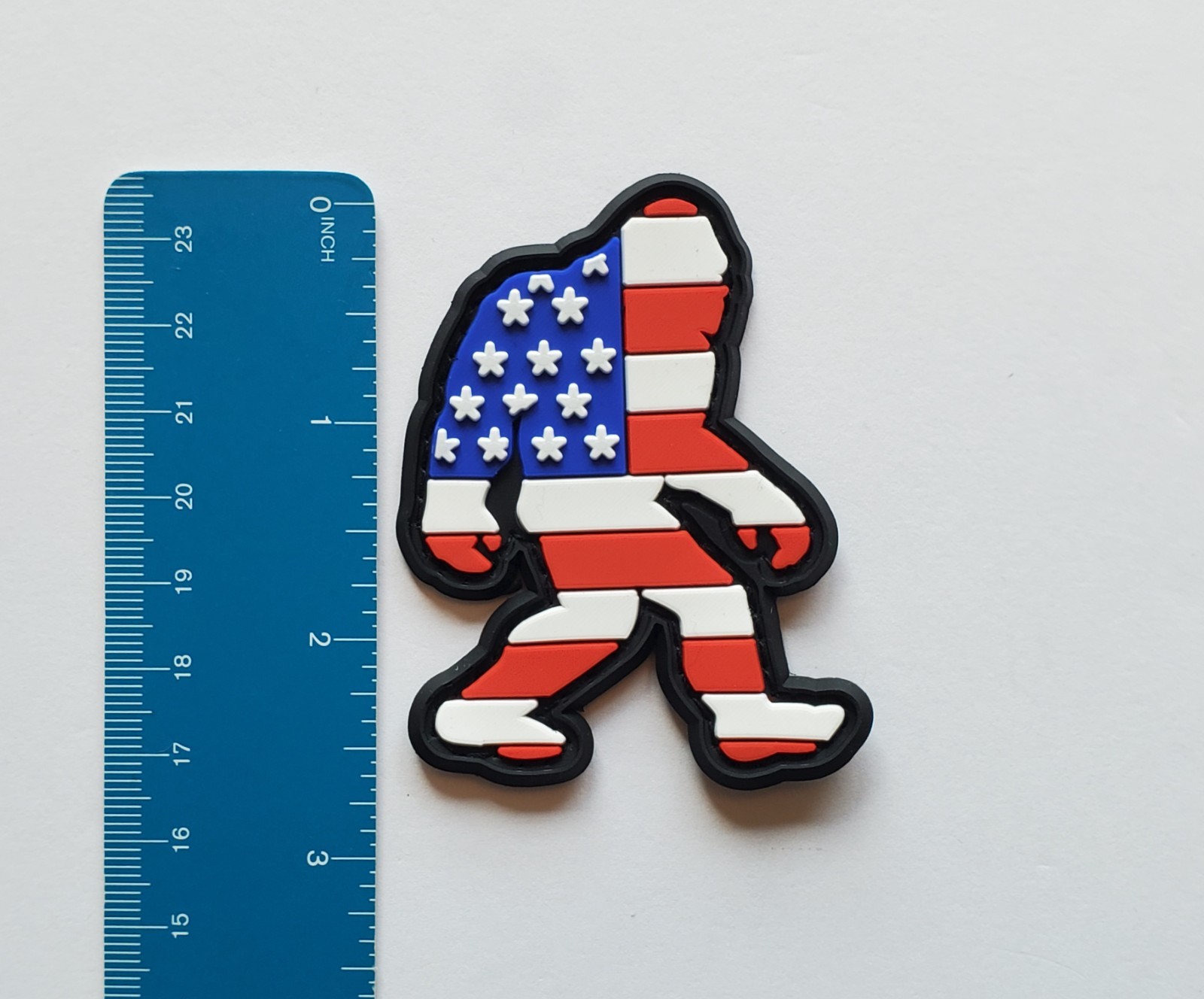 Bigfoot Sasquatch USA Flag PVC Morale patch Hook & Loop 2" x 2.5" NEW