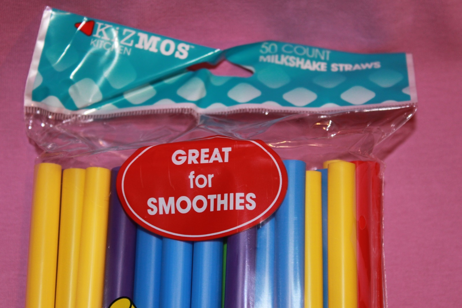 New Kizmos 50 Count Assorted Milkshake Straws