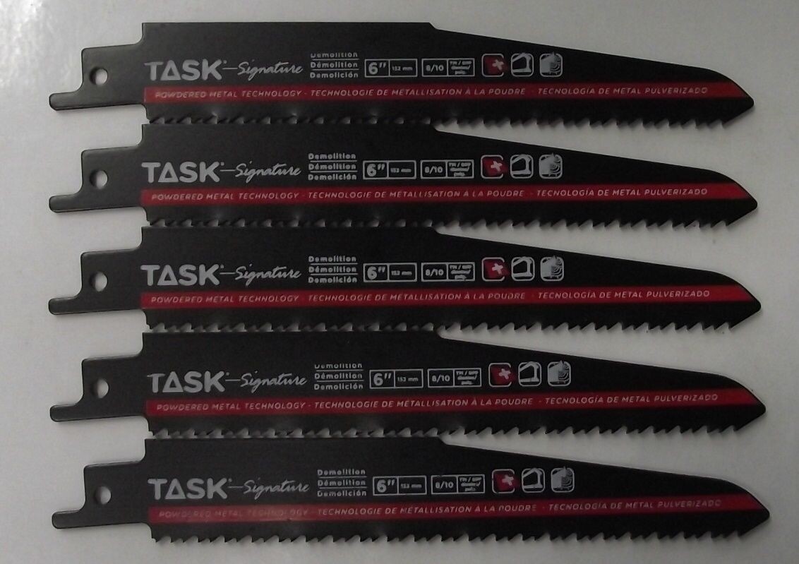 Task T24508 6" x 8-10 TPI Bi-Metal Demo Recip Saw Blade 5pcs Swiss