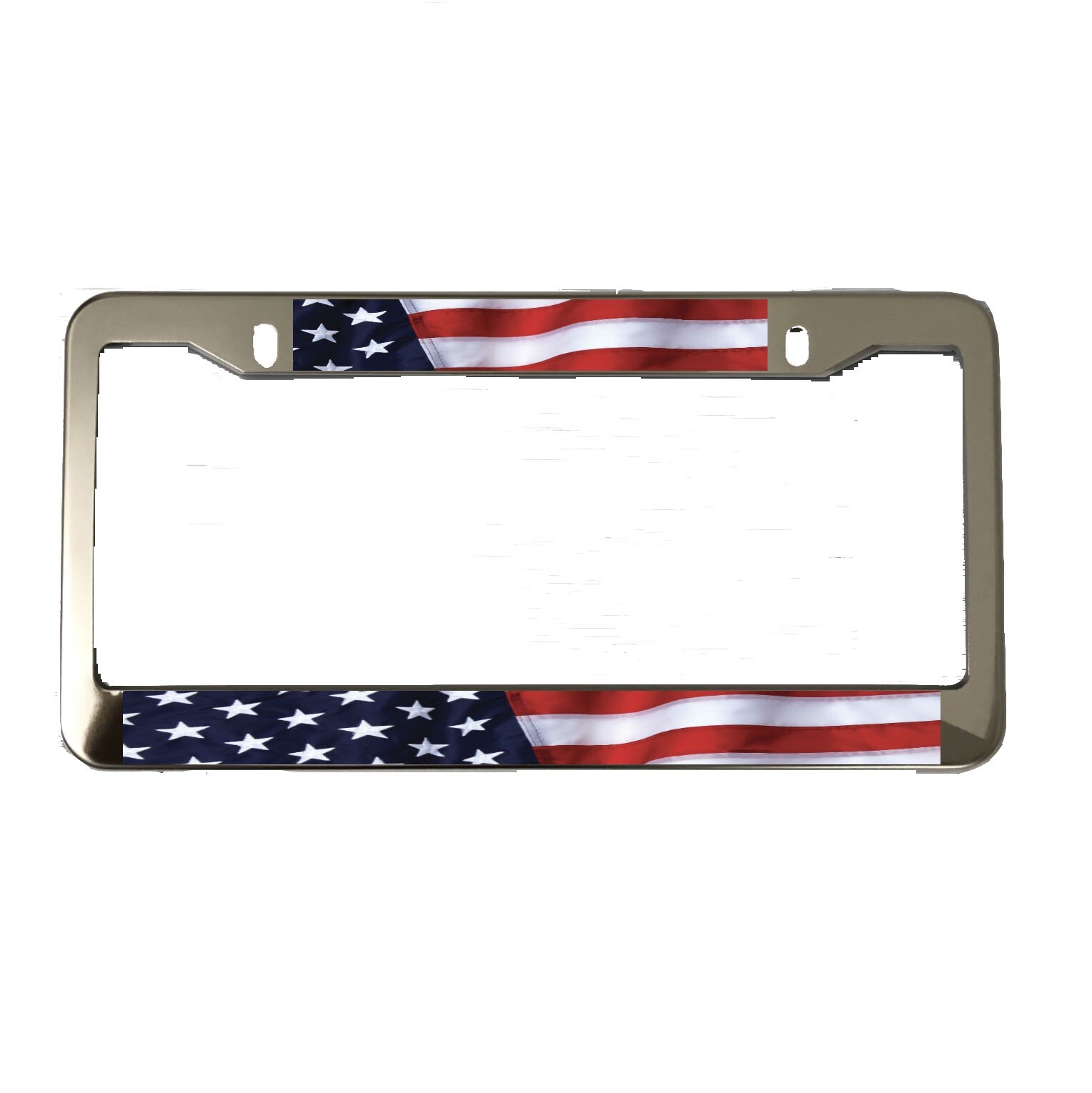 USA US American Flag Mirror Chrome Finish metal License Plate Frame NEW Patroit