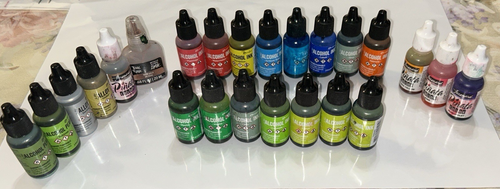 24 Jacquard & Tim Holtz Alcohol Ink Airbrush Paints  & Metallics 0.5 oz Bottles