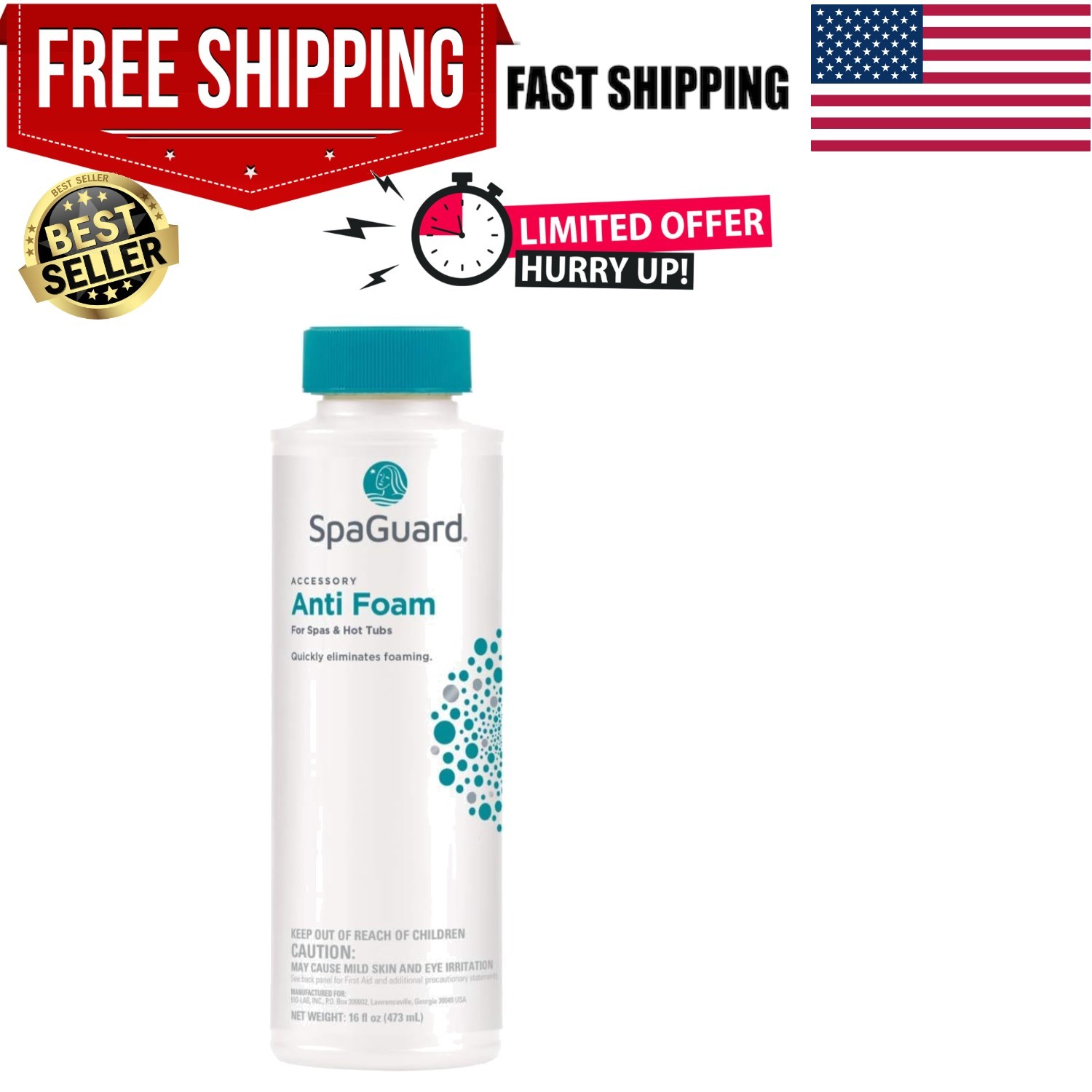 Spa Anti-Foam Water Treatment - 16 oz to Eliminate Surface Foam Effortlessly