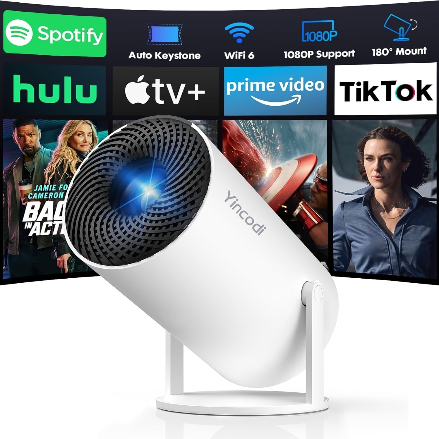 [Built-in Apps] Mini Projector with WiFi and Bluetooth, Native 1080P Portable