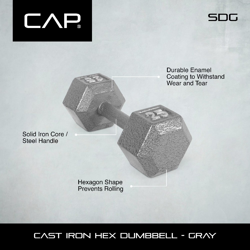 CAP Barbell 8lb Cast Iron Hex Dumbbell, Single