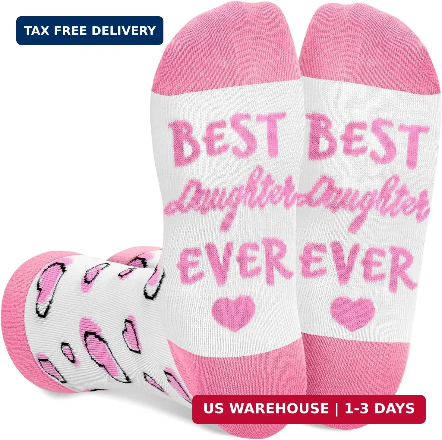 Best Daughter Ever Socks for Girls - Gifts for Her: Sisters Daughters Soft Cotto
