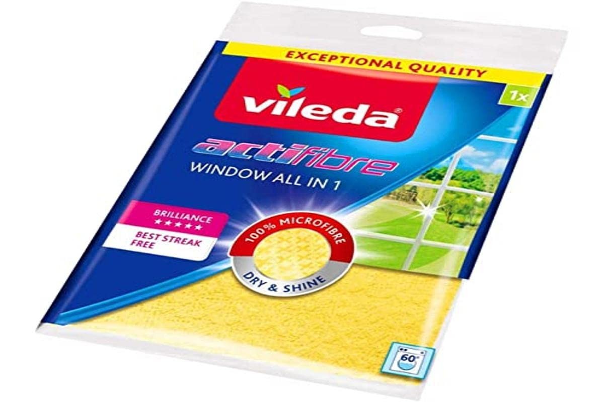 Vileda Actifibre Cloth for Cleaning Glass – Yellow 0,7x18,5x25 cm, Lemon Tree