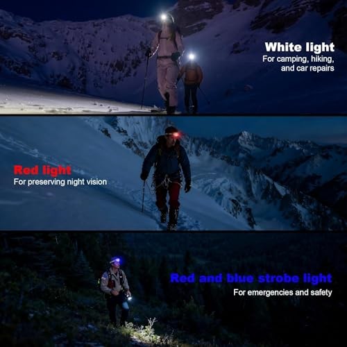 LED Headlamp Lightweight with Red Light Motion Sensor, 5 Modes USB T129 2 Pack